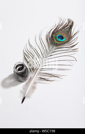 Antique Quill Pen with Ink Banque D'Images