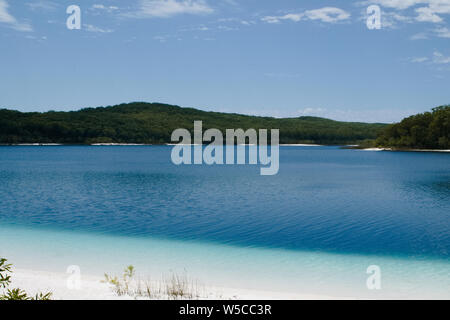 Mackenzie Lake sur l'île Fraser, le Queensland est un lac d'eau douce de touristes . Banque D'Images