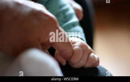 La grande affection entre les enfants, les mères et les grands-parents Banque D'Images