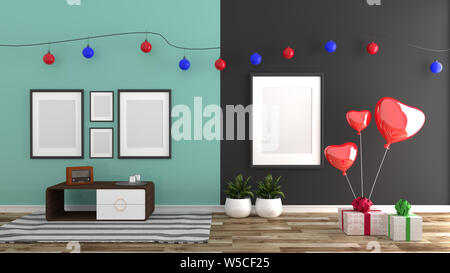 Cette chambre moderne min et black wall background. Le rendu 3D Banque D'Images