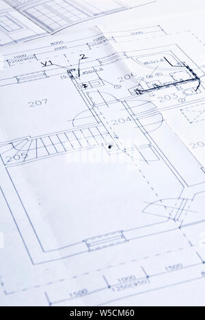Construction blueprint still life, concept de projet de construction Banque D'Images