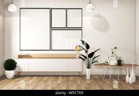 Cabinet en salle vide zen Zen - Japonais,style dessins minime. Renderin 3D Banque D'Images