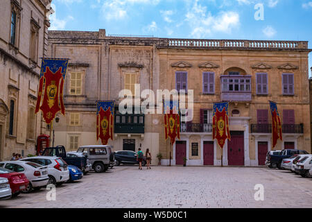 La ville de Mdina, Malte - 20 juillet, 2019. Scène de rue de Mdina, Malte - La ville silencieuse Banque D'Images