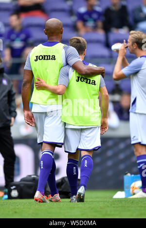 Anderlecht, Belgique. 28 juillet, 2019. Vincent Kompany d'Anderlecht et de yari Verschaeren d'Anderlecht en photo au cours de la Jupiler Pro League match day 1 entre le RSC Anderlecht et KV Oostende le 28 juillet 2019 à Anderlecht (Belgique) . Credit : Pro Shots/Alamy Live News Banque D'Images