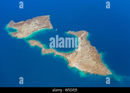 Vue aérienne des îles de Kimbe Bay, New Britain, Papouasie Nouvelle Guinée Banque D'Images