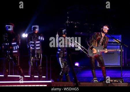 Madrid, Espagne. 26 juillet, 2019. Matthew Bellamy de Muse live à un concert de la théorie de la modalité 'World Tour' à la Wanda Metropolitano Stadium. Madrid, 26.07.2019 | Conditions de crédit dans le monde entier : dpa/Alamy Live News Banque D'Images