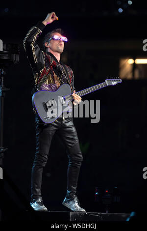 Madrid, Espagne. 26 juillet, 2019. Matthew Bellamy de Muse live à un concert de la théorie de la modalité 'World Tour' à la Wanda Metropolitano Stadium. Madrid, 26.07.2019 | Conditions de crédit dans le monde entier : dpa/Alamy Live News Banque D'Images