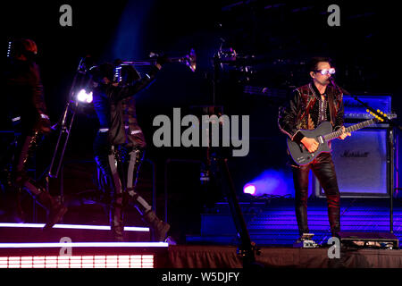 Madrid, Espagne. 26 juillet, 2019. Matthew Bellamy de Muse live à un concert de la théorie de la modalité 'World Tour' à la Wanda Metropolitano Stadium. Madrid, 26.07.2019 | Conditions de crédit dans le monde entier : dpa/Alamy Live News Banque D'Images