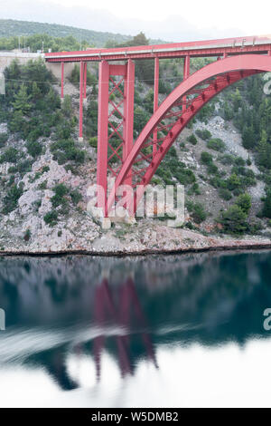 Pont Maslenica sur l'autoroute A1 près de Zadar, Croatie Banque D'Images