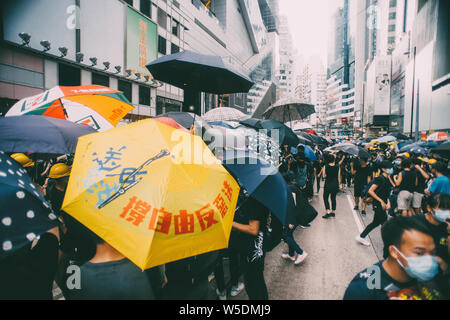 Hong Kong- 28 juillet 2019 : les manifestants sont occupées de Causeway Bay Hong Kong Hong Kong pour protester contre la loi d'extradition. Banque D'Images