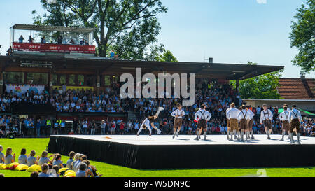 Der Eröffnungsfeier World Gymnaestrada 2019 à Dornbirn, Birkenwiesestadion, Österreich Banque D'Images