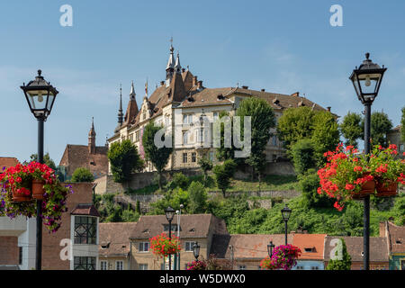 L'hôtel de ville de la vieille citadelle, Sighisoara, Roumanie Banque D'Images