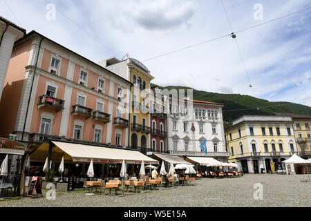 Piazza grande place à Locarno sur la partie italienne de la Suisse Banque D'Images