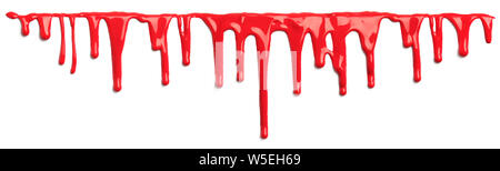 Le sang rouge comme la peinture dripping isolated on white Banque D'Images