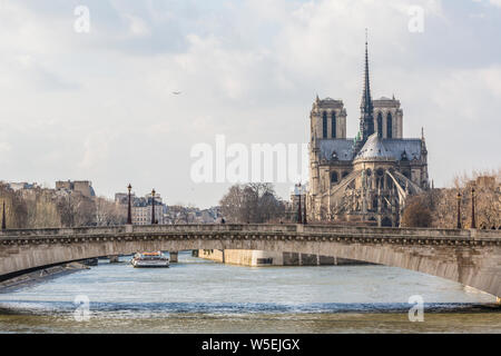 Pont de la Tournelle, Seine, de Notre Dame, Paris Banque D'Images