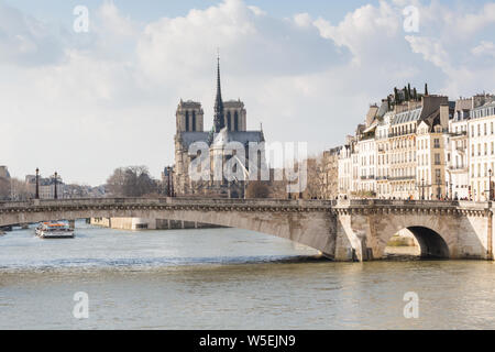 Pont de la Tournelle, Seine, de Notre Dame, Paris Banque D'Images