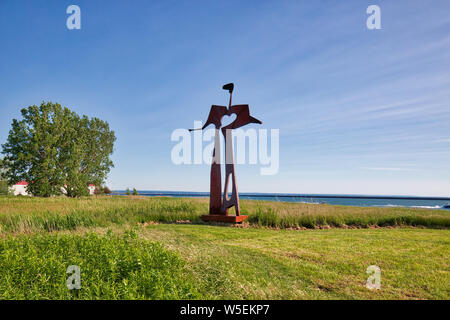 Buffalo, USA-20, Juillet 2019 : Télévision homme sculpture à Buffalo sur Greenway Trail à Buffalo avant-port Banque D'Images