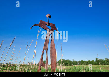 Buffalo, USA-20, Juillet 2019 : Télévision homme sculpture à Buffalo sur Greenway Trail à Buffalo avant-port Banque D'Images