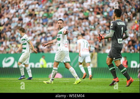 Gdansk, Pologne. 28 juillet, 2019. Mario Maloca de Pagan Gdansk vu en action au cours de la PKO Ekstraklasa match de championnat entre Pagan Wisla Cracovie et Gdansk.(score final ; Pagan Gdansk 0:0 Wisla Cracovie). Credit : SOPA/Alamy Images Limited Live News Banque D'Images