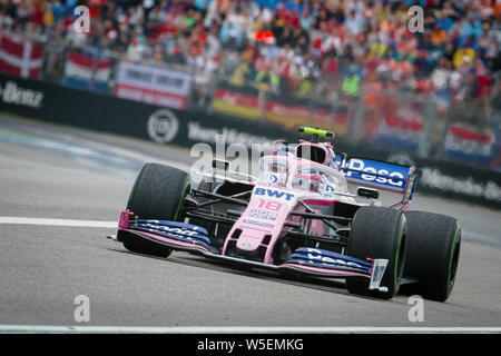 Hockenheim, Allemagne. 28 juillet, 2019. SportPesa Point course F1 Team pilote canadien fait concurrence au cours de la promenade Lance German Grand Prix F1 race. Credit : SOPA/Alamy Images Limited Live News Banque D'Images