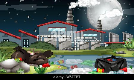 L'usine d'ordures en plein air scène illustration Illustration de Vecteur