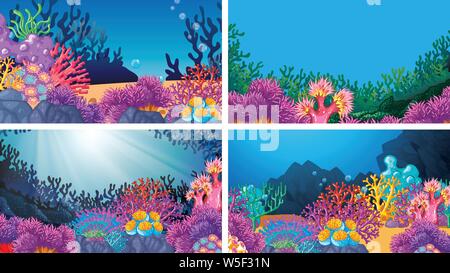 Ensemble de scènes dans la nature illustration réglage Illustration de Vecteur