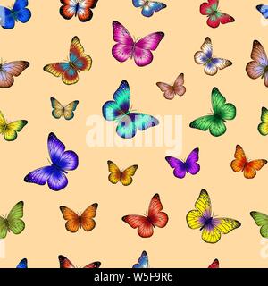 Avec motif transparent papillons colorés. Vector illustration Illustration de Vecteur