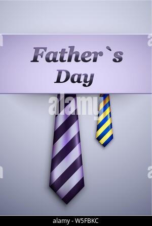Heureux père s jour calligraphie carte de souhaits avec cravate. Illustration de Vecteur