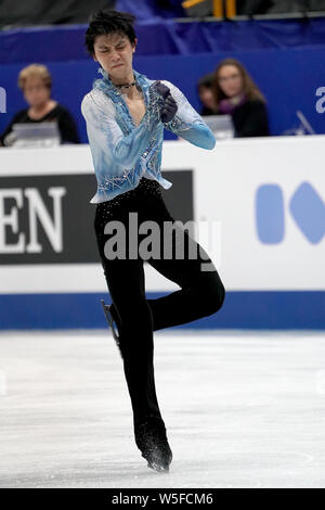 La patineuse artistique japonais Yuzuru Hanyu participe à la hommes Programme court de l'ISU World Figure Skating Championships 2019 à Saitama, Japon, 21 mars 2 Banque D'Images