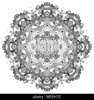 Mandala en noir et blanc, tribal ornement ethniques. Modèle de scénario. Illustration de Vecteur