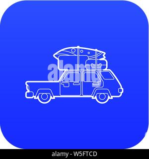 Voiture à hayon avec une assurance cargo vector bleu icône Illustration de Vecteur