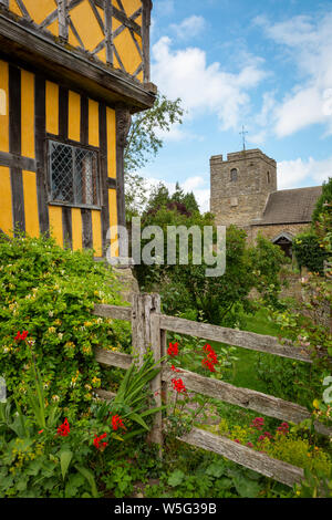 L'entrée au château de Stokesay, Shropshire UK Banque D'Images