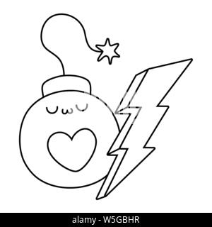 Conception, dessin animé bombe expression Kawaii mignon petit personnage drôle et thème d'émoticônes Vector illustration Illustration de Vecteur