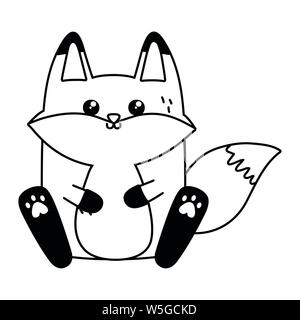 Fox cartoon design, expression Kawaii mignon petit personnage drôle et thème d'émoticônes Vector illustration Illustration de Vecteur