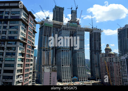 --FILE--Vue de la ville de Raffles, développé par la société CapitaLand et conçu par l'architecte Moshe Safdie, Israeli-Canadian featuri Banque D'Images