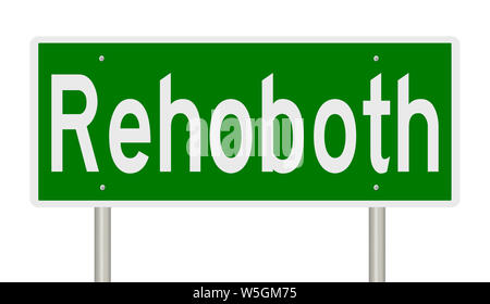 Rendu d'un panneau routier vert pour Delaware Rehoboth Banque D'Images