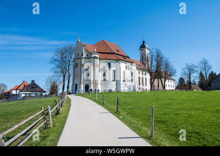 L'église de pèlerinage de Wies, UNESCO World Heritage Site, Steingaden, Bavaria, Germany, Europe Banque D'Images