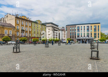 Place des héros dans l'ancien ghetto juif de Podgorze, Cracovie, Pologne, Europe Banque D'Images