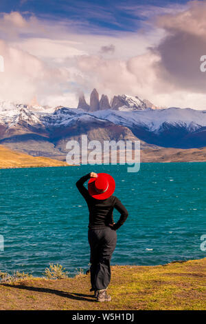 Profiter de la beauté des paysages du parc national Torres del Paine, Patagonie, Chili, Amérique du Sud Banque D'Images