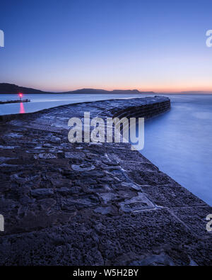 Le mur du port connu sous le nom de Cobb à Lyme Regis, dans le Dorset, Angleterre, Royaume-Uni, Europe Banque D'Images