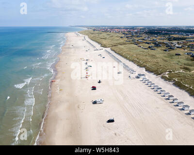 Drone aérien Vue de Lokken Beach, Danemark Banque D'Images