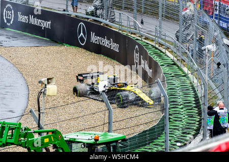 La Formule 1 GP d'Allemagne à Hockenheim 28 juillet 2019 Nico Hülkenberg : accident Banque D'Images