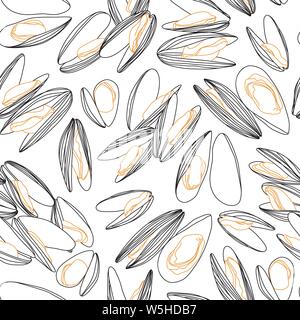 Les Moules à la main Dessin croquis sans ornement Motif sur White Illustration de Vecteur