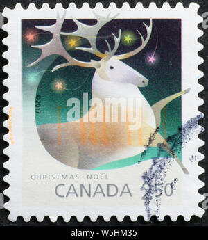 Stag stylisé sur les timbres de Noël Banque D'Images