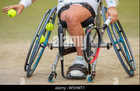 Détail de génériques au cours des championnats de tennis de Wimbledon , 2019. Tenue à l'All England Lawn Tennis Club, Wimbledon. Banque D'Images