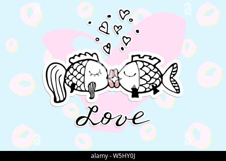 Valentines Day hand drawn doodle romantique carte. Symboles d'amour. Création de contenu pour l'impression, cartes et coloriages. Vector illustration Illustration de Vecteur