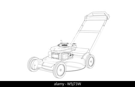 Contours tondeuse vecteur. Style fil de fer. Les couches de lignes visibles et invisibles. 3D illustration Illustration de Vecteur