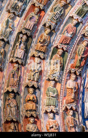 Le 13ème siècle, polychrome, Pórtico de la Majestad, Majesy portique, dans l'église collégiale de Santa María la Mayor, Toro, Zamora Province, Castill Banque D'Images