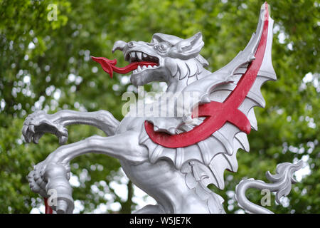 Ville de Londres statue. Statue de Dragon marque la frontière marquant limite de la ville de London, England, UK Banque D'Images