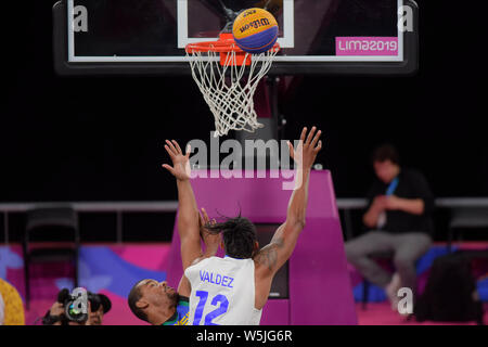 Lima, Pérou. 29 juillet, 2019. Le Brésil et la République dominicaine en compétition pour la médaille de bronze en'sketballball 3X3. Jeux panaméricains de Lima en 2019. Lima. PE. Credit : Reinaldo Reginato/FotoArena/Alamy Live News Banque D'Images